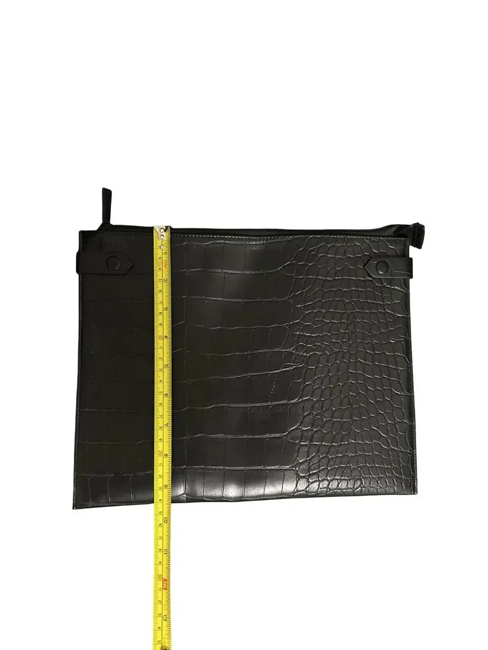 BEIS‎ Black Croc Embossed Zip Pouch Clutch Organizer Bag